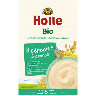 Holle Babypap Driegranen 250 gram (vanaf 6 maanden) (biologisch)